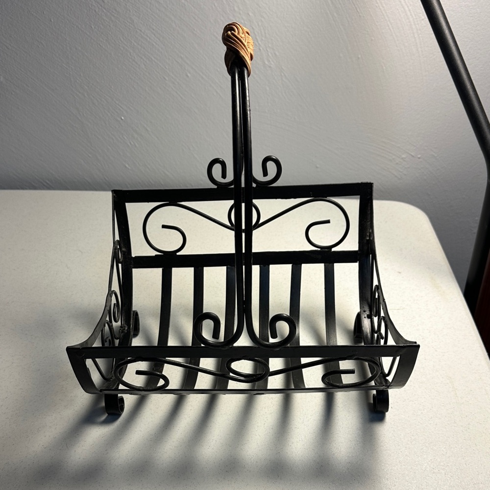Black Metal Scroll fruit basket Large         9 3/4” wide X 9”deep X 12” tall